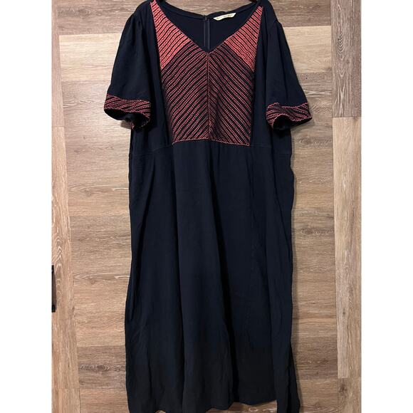 Wayward Fancies Eshakti size 6X 36 w plus long dress embroidered comfy navy blue - Picture 1 of 10